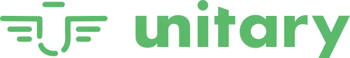 Green stylized bird logo next to the word 'unitary' in lowercase green letters.