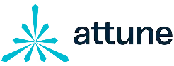 Attune brand name with abstract turquoise starburst logo on the left.