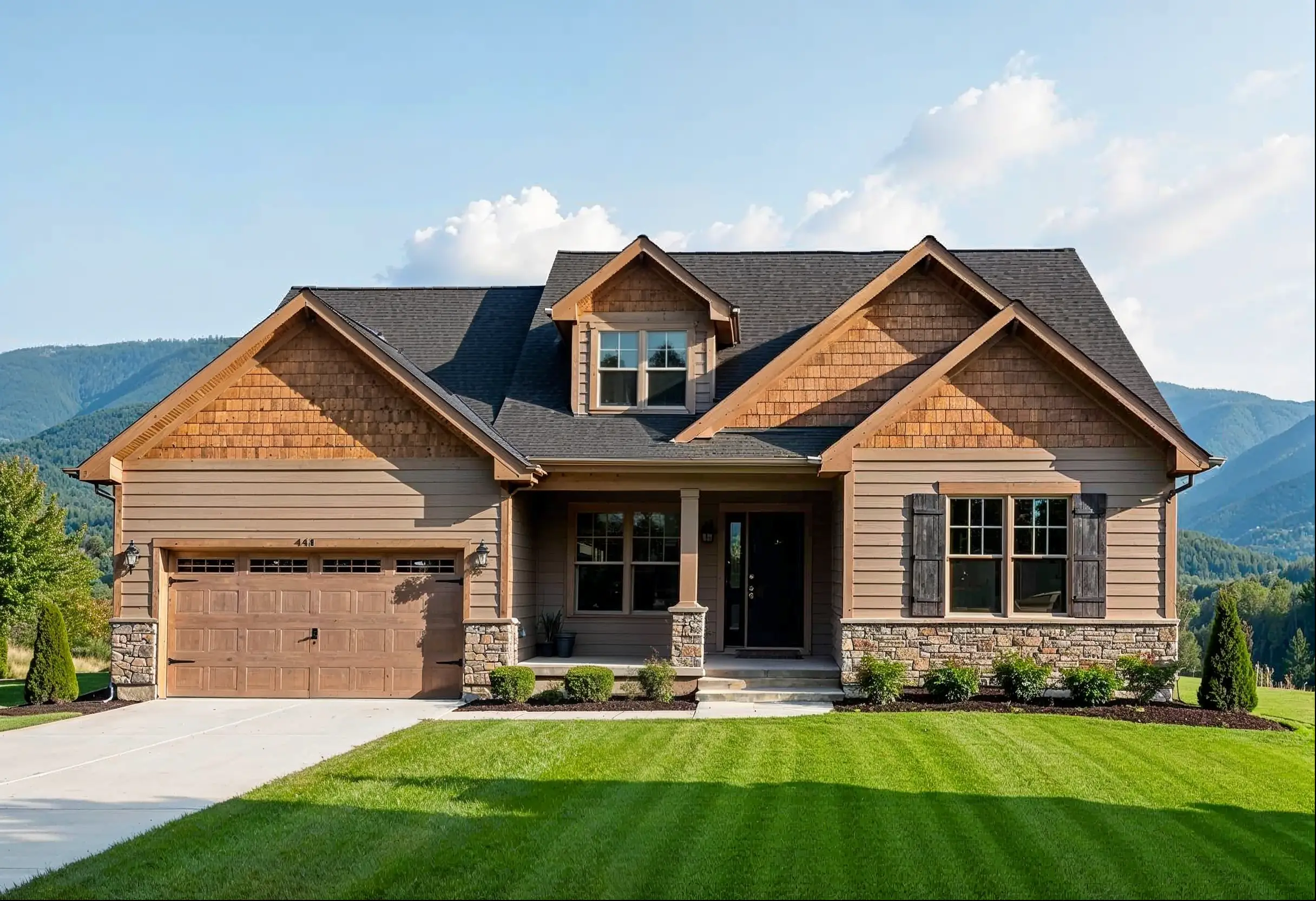 WV home with cedar-style fiber cement siding and scenic mountain view.