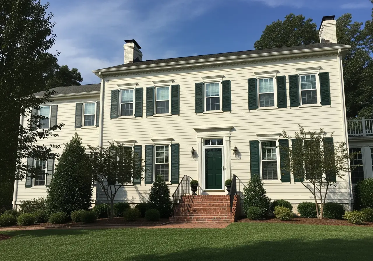 Virginia colonial revival home with ivory siding offering energy efficiency and durability.