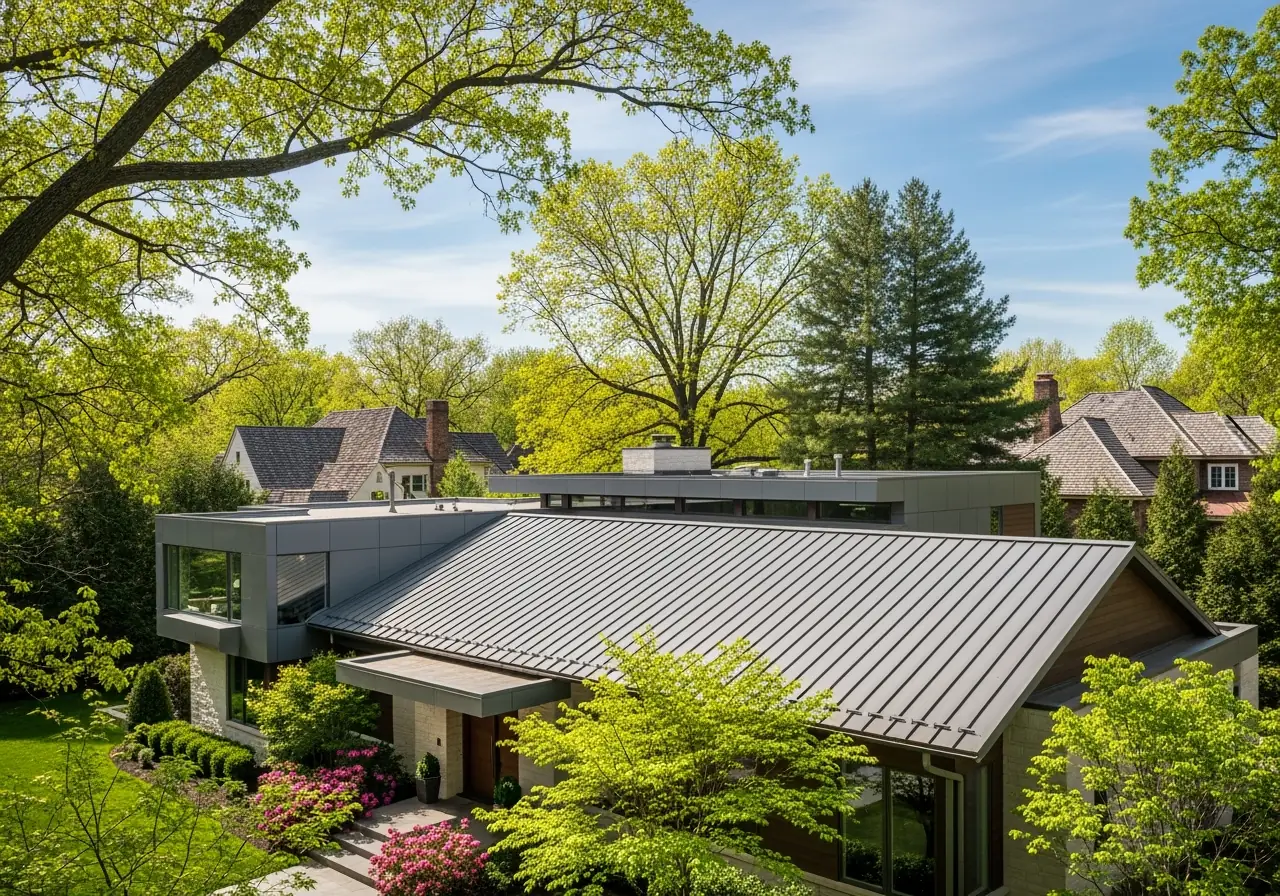 Virginia home with new gray metal roof for storm and energy protection.