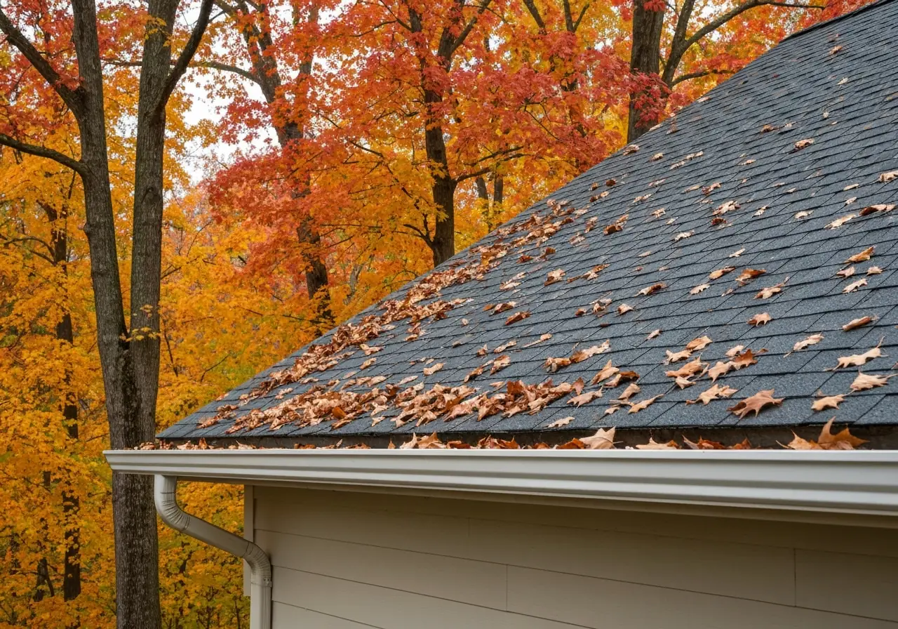 Seamless gutters staying clear of fall leaves on a Virginia home.