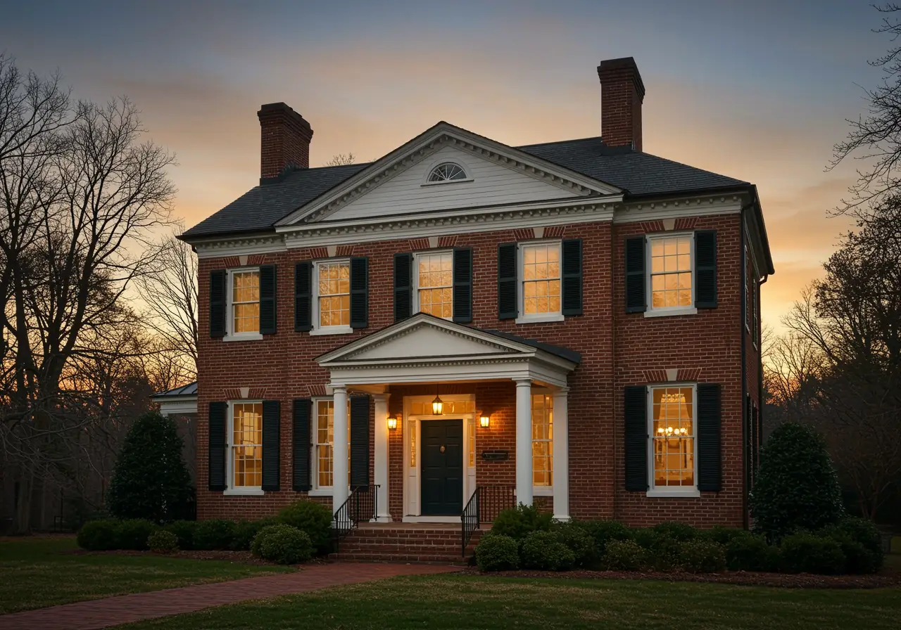 restored historic Virginia Colonial Revival home with new energy-efficient wood windows