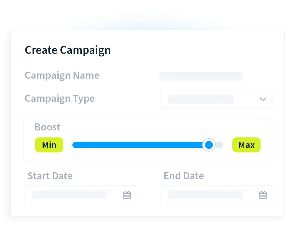 Create a campaign settings page with a boost slider