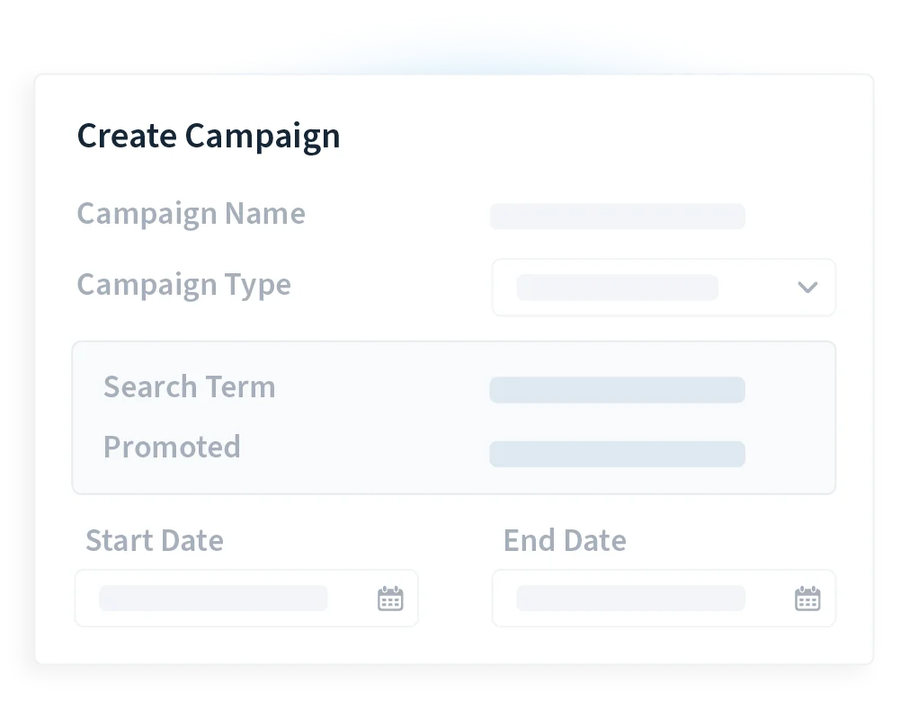 Create a campaign settings page with search term configuration