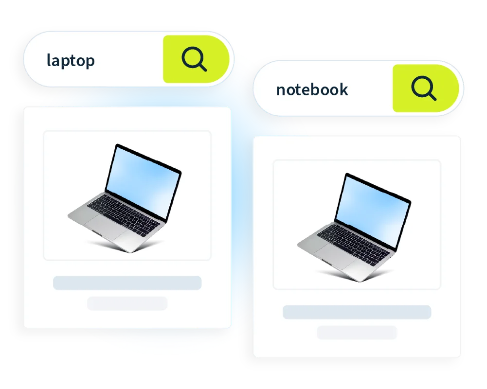 Search results for Laptop also shows results for Notebooks using Celebros' synonyms