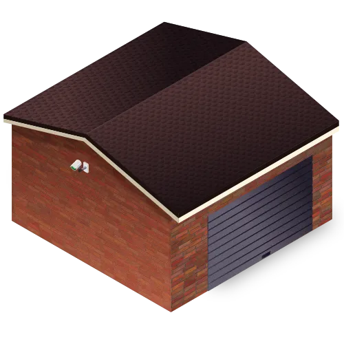An isolated illustration of a large garage