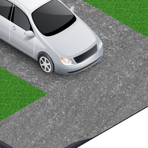 An illustration of a car on a driveway