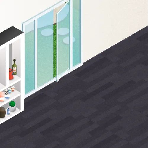 Illustration showing the floor of a house interior