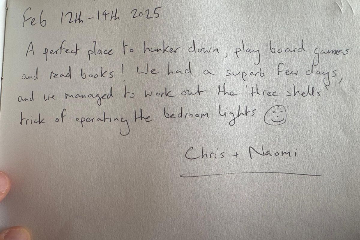 Picture taken out of a visitors book about their stay
