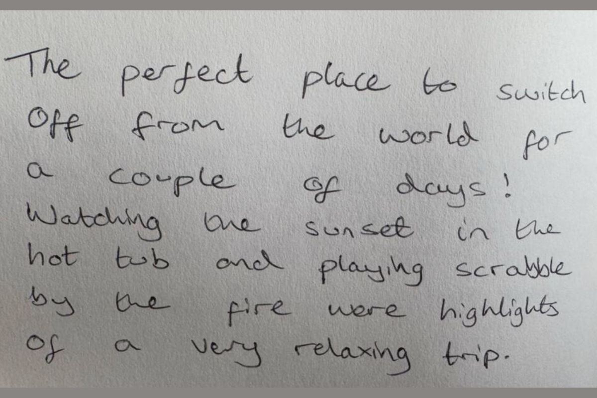 Picture taken out of a visitors book about their stay