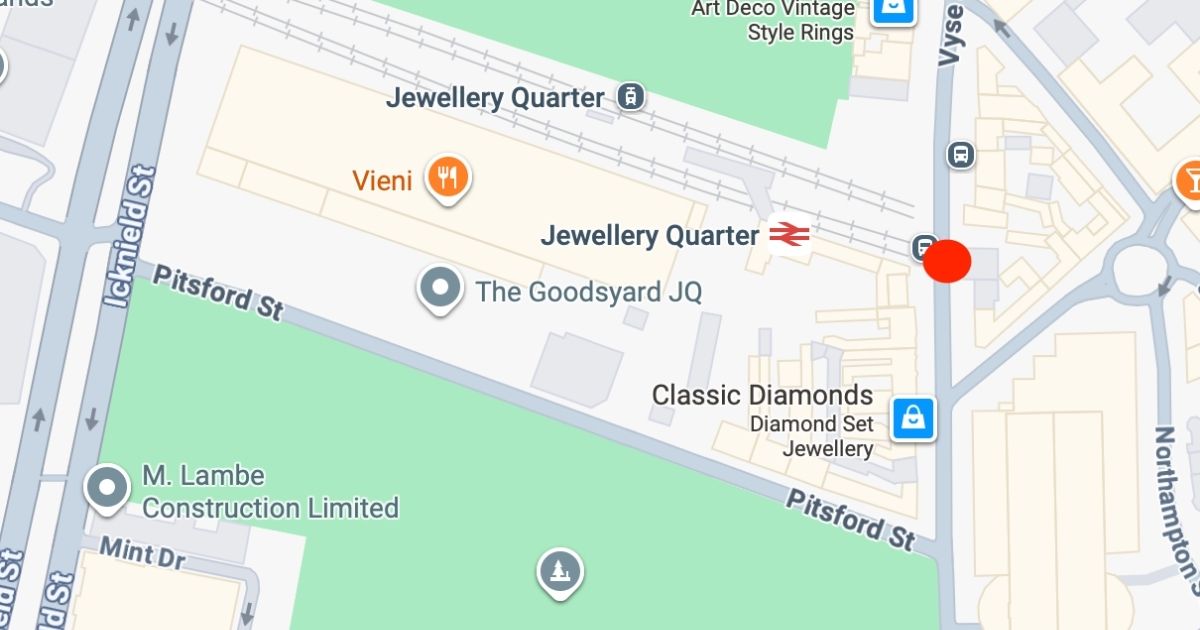 Map of meeting point at Jewellery Quarter train station