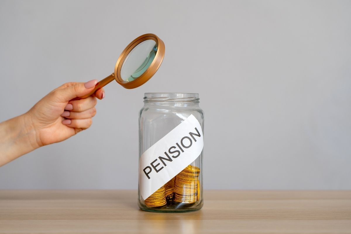 Pension pot examined with a magnifying glass