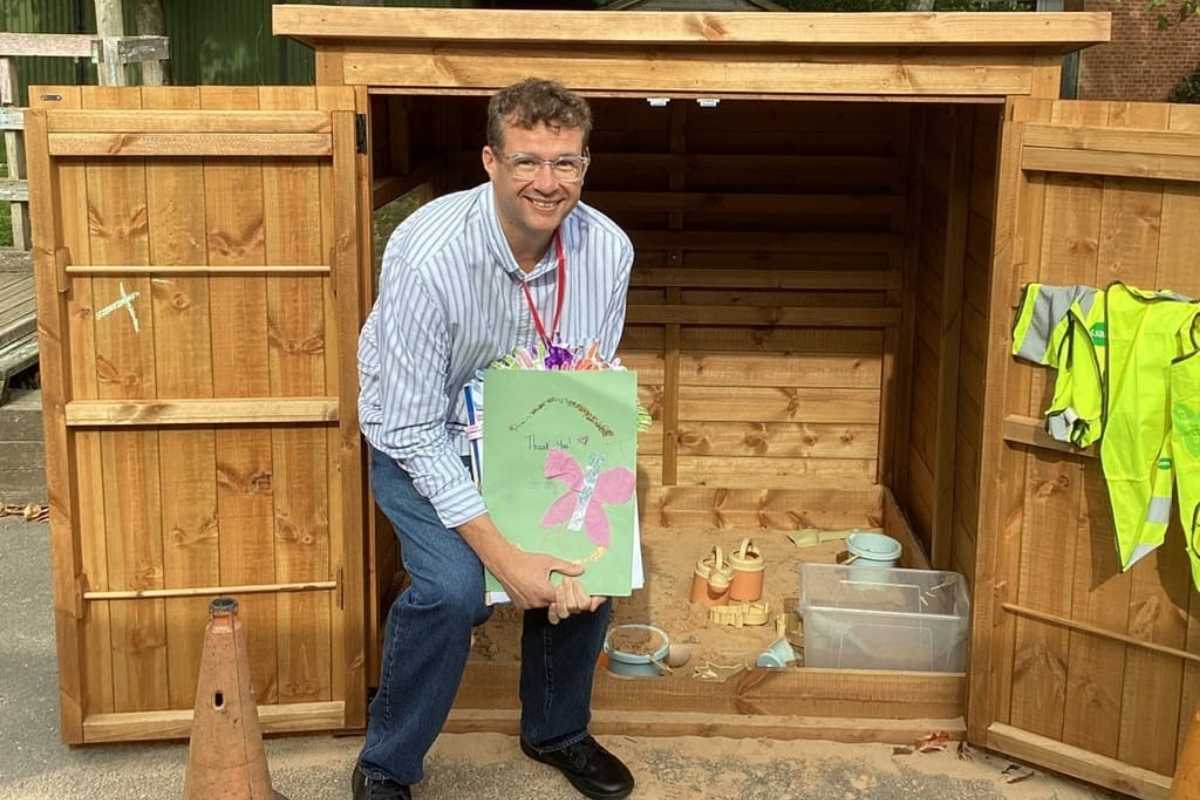 Steve at Greswolde Primary's new sandpit