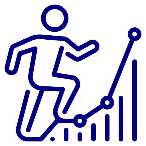 An outline of a person walking up a chart graph. A concept of adaptive growth marketing systems that don't need to be overhauled every time there's an algorithm update.