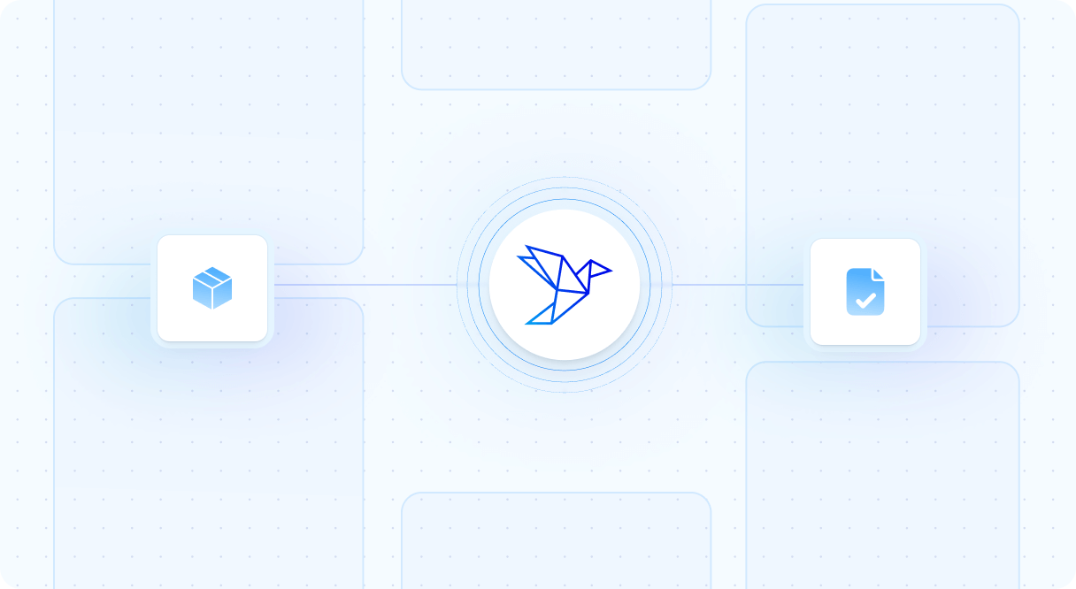 A blue bird perched on a blue square, blending harmoniously with its surroundings.