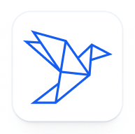 Icon of an origami bird featured on an app, representing artistic expression and innovation.

