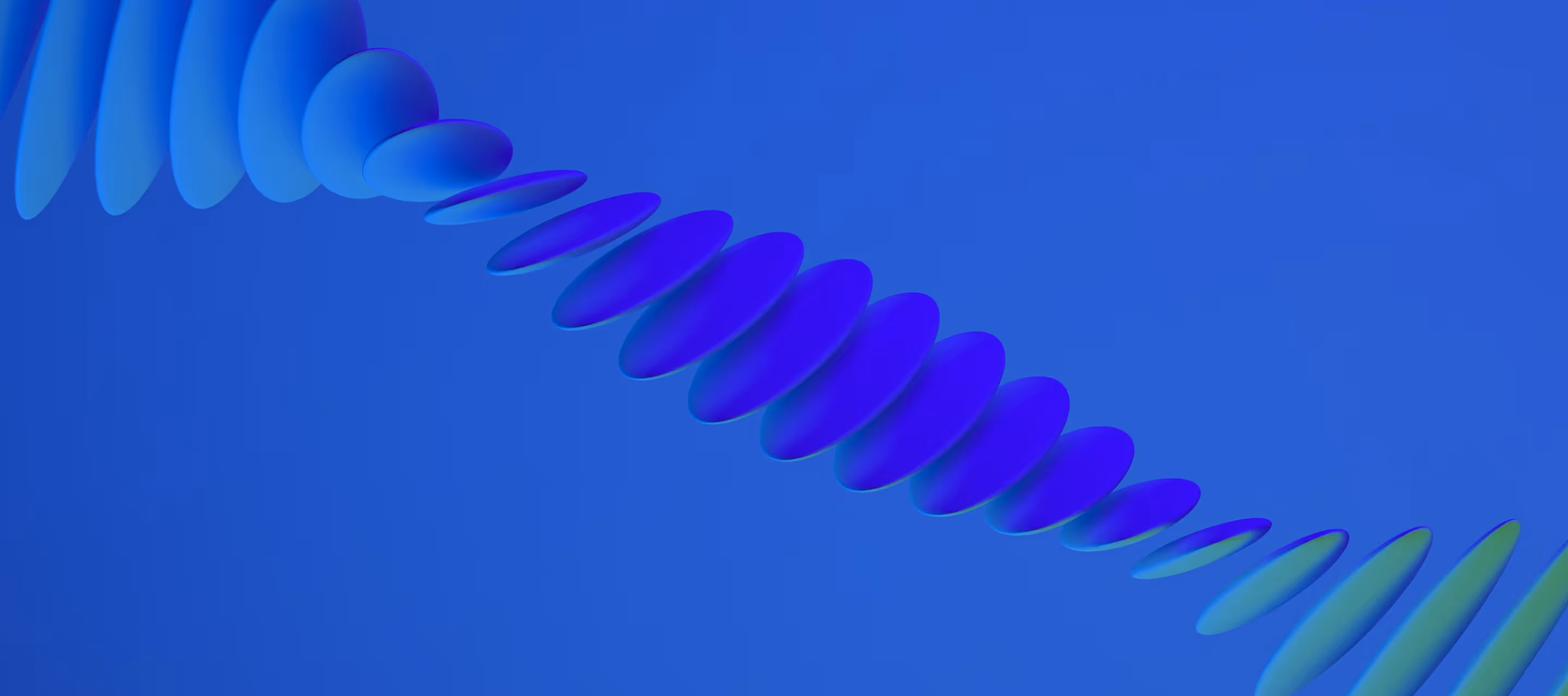 Minimalist abstract 3D blue shapes aligned diagonally on a gradient background, symbolizing technology and growth.
