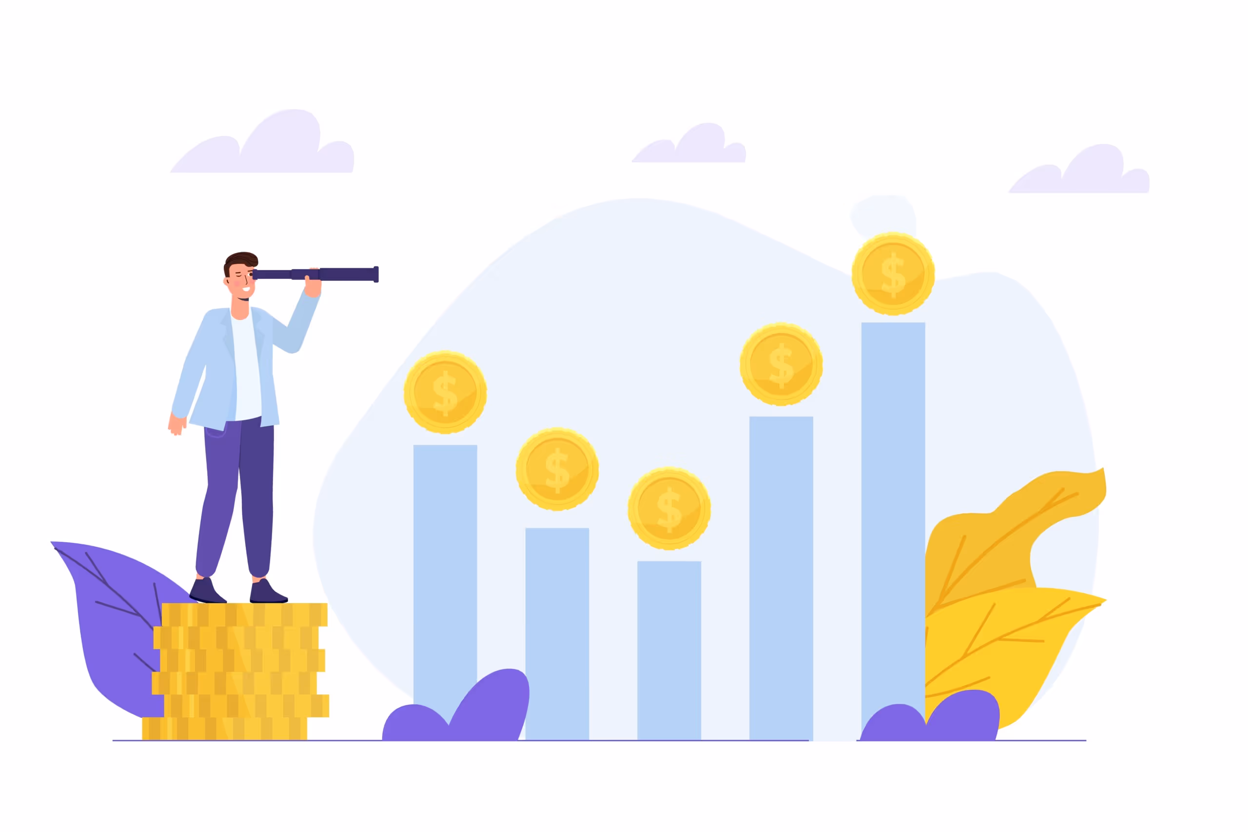 Investment opportunity searching concept. Vector illustration.