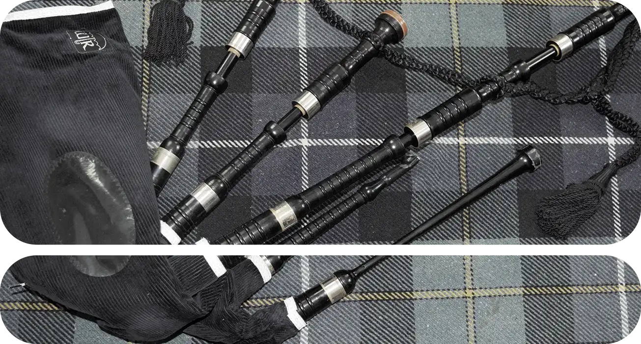 bagpipes on tartan