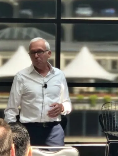 A man coaching in public