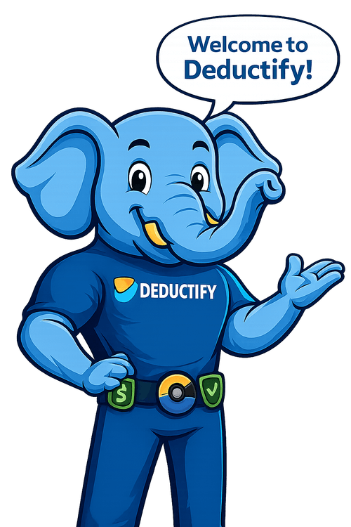 Elfie, the Deductify elephant, says welcome