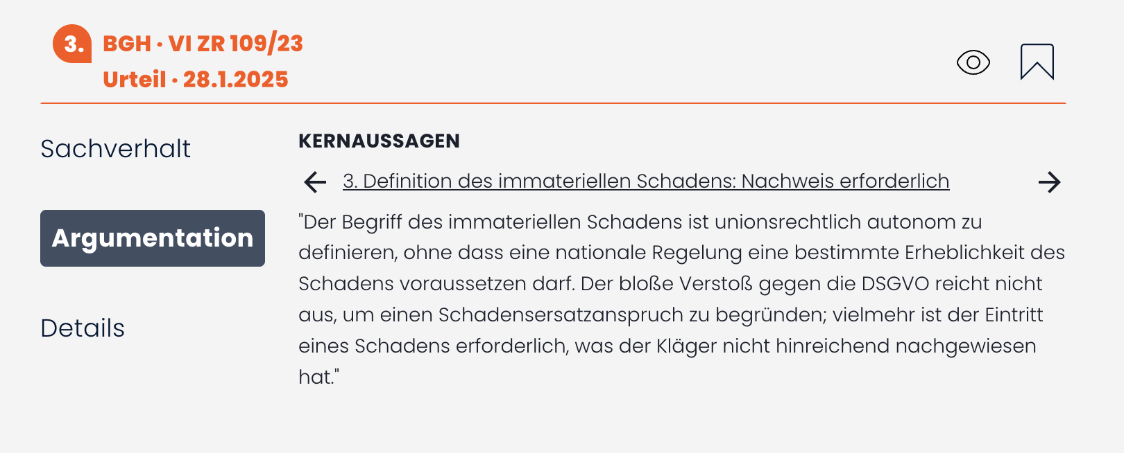 Die Argumentation der gefundenen Quelle wird in strukturierten Informationen dargestellt