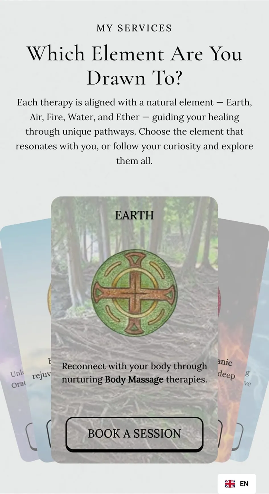 Anica Cortez Healing mobile screenshot  services section