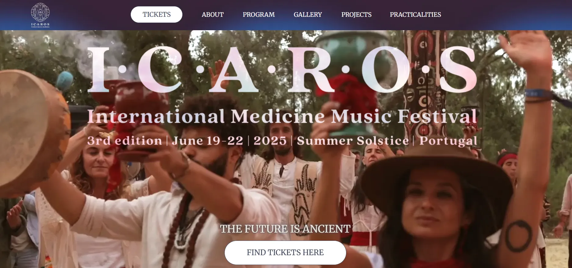 Icaros desktop hero section screenshot