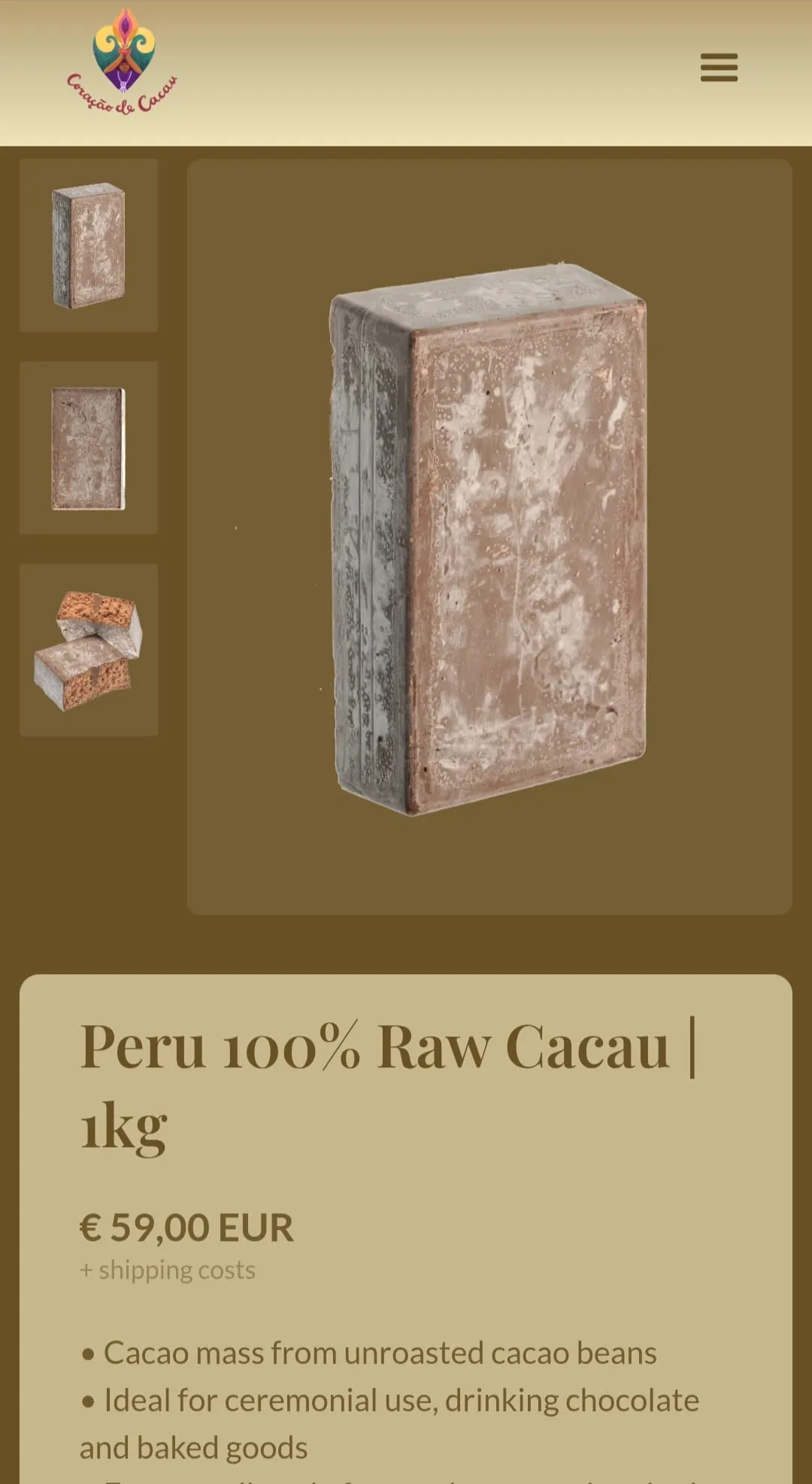 Coração de Cacau mobile screenshot - online cacau shop
