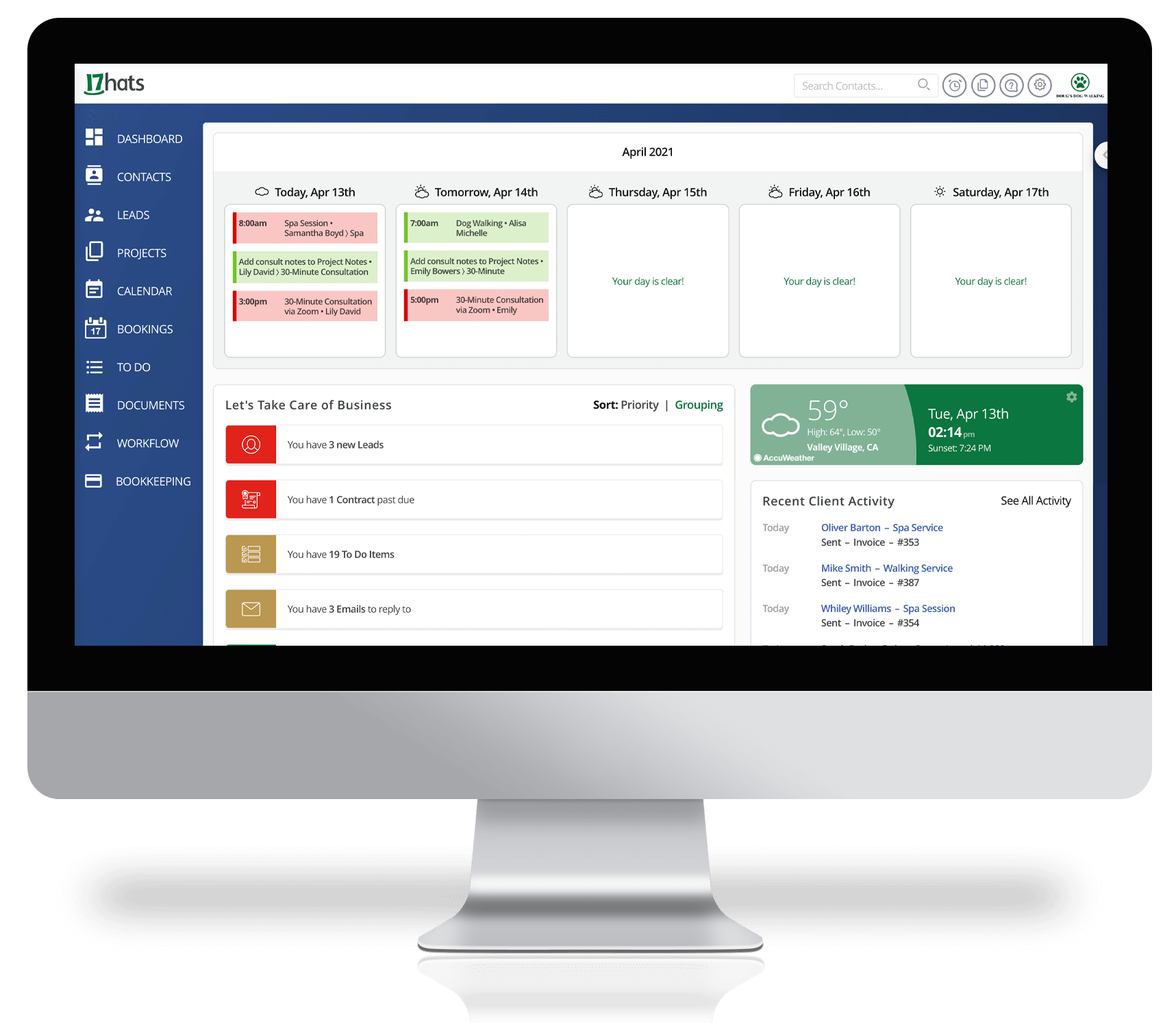17hats Level Three Dashboard Small Business Automation Platform