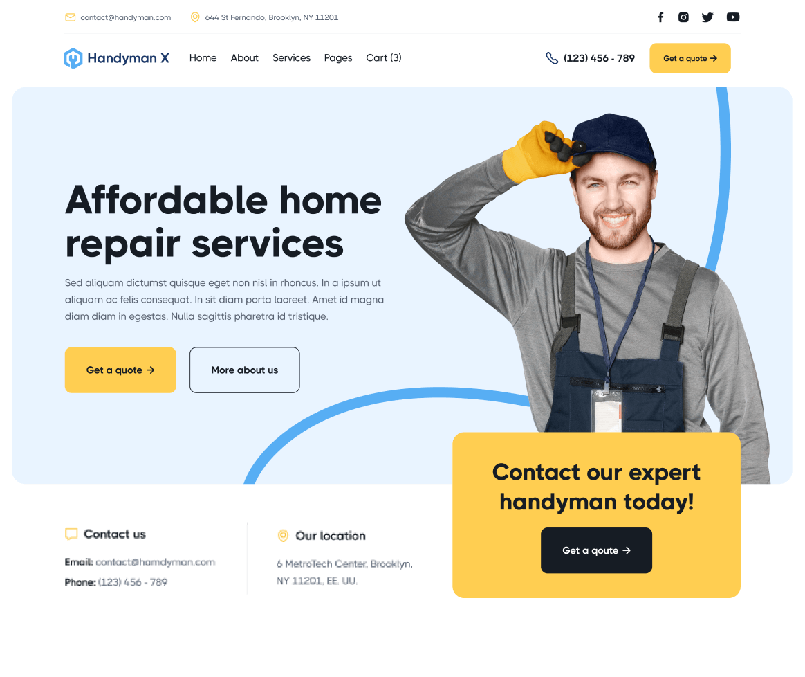 Handyman X - Home V1 Page - Handyman Webflow Template