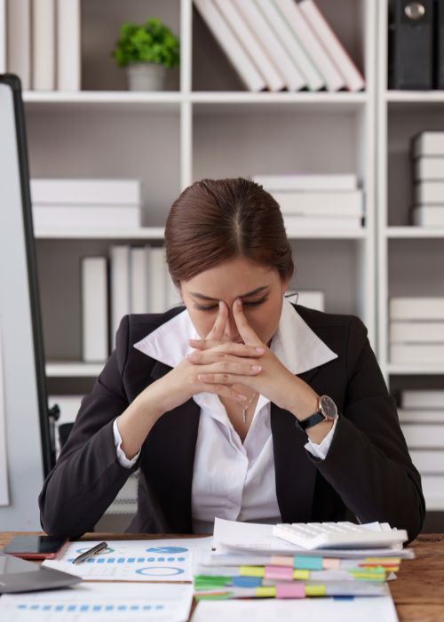 woman stressed at work