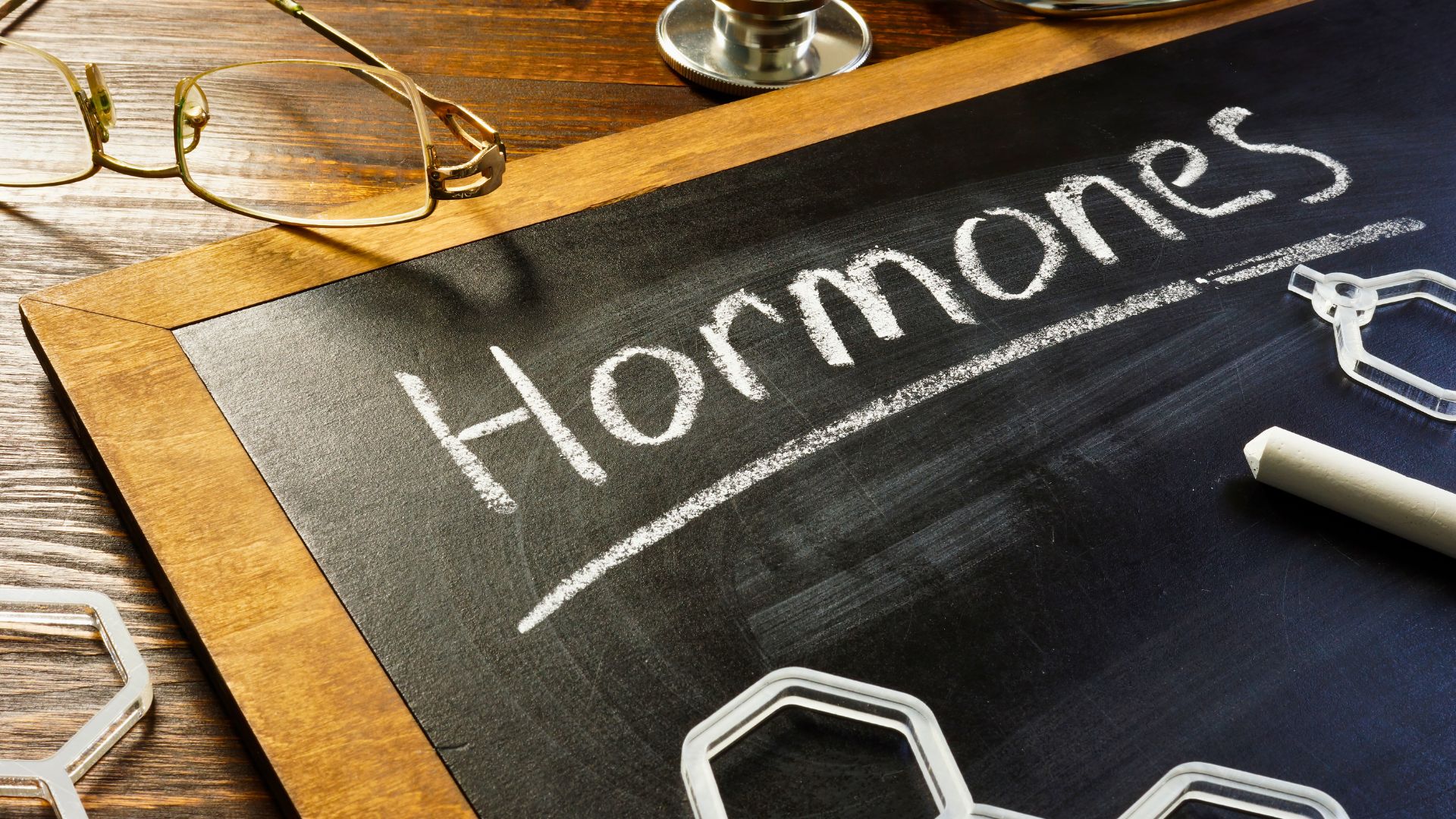 Abstract hormonal balance illustration representing testosterone and estrogen in mental health