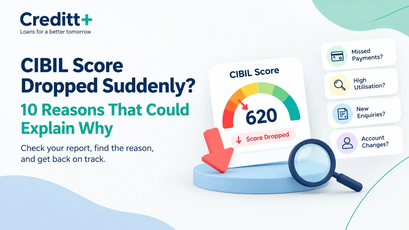Person checking a sudden drop in CIBIL Score on a laptop