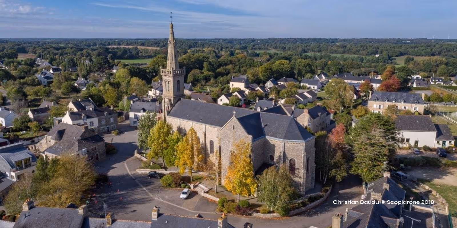 Centre ville de Pluherlin, par Christian Baudu © Scopidrone 2018