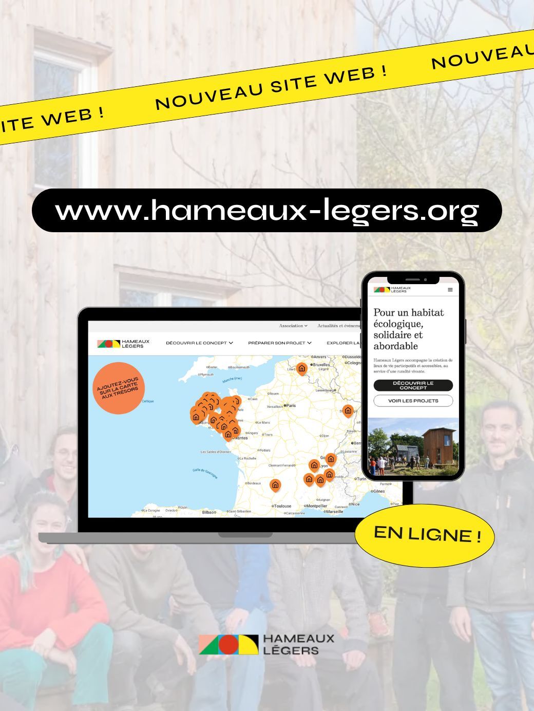 aperçu du nouveau site web sur des écrans de téléphone et d'ordinateur