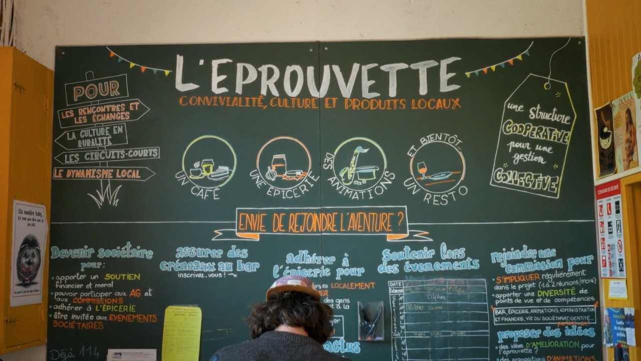 Présentation de l’Éprouvette, un tiers lieu autour du lien social, de la culture et de l’alimentation créé en partie par les habitant·es du hameapu léger du Placis.