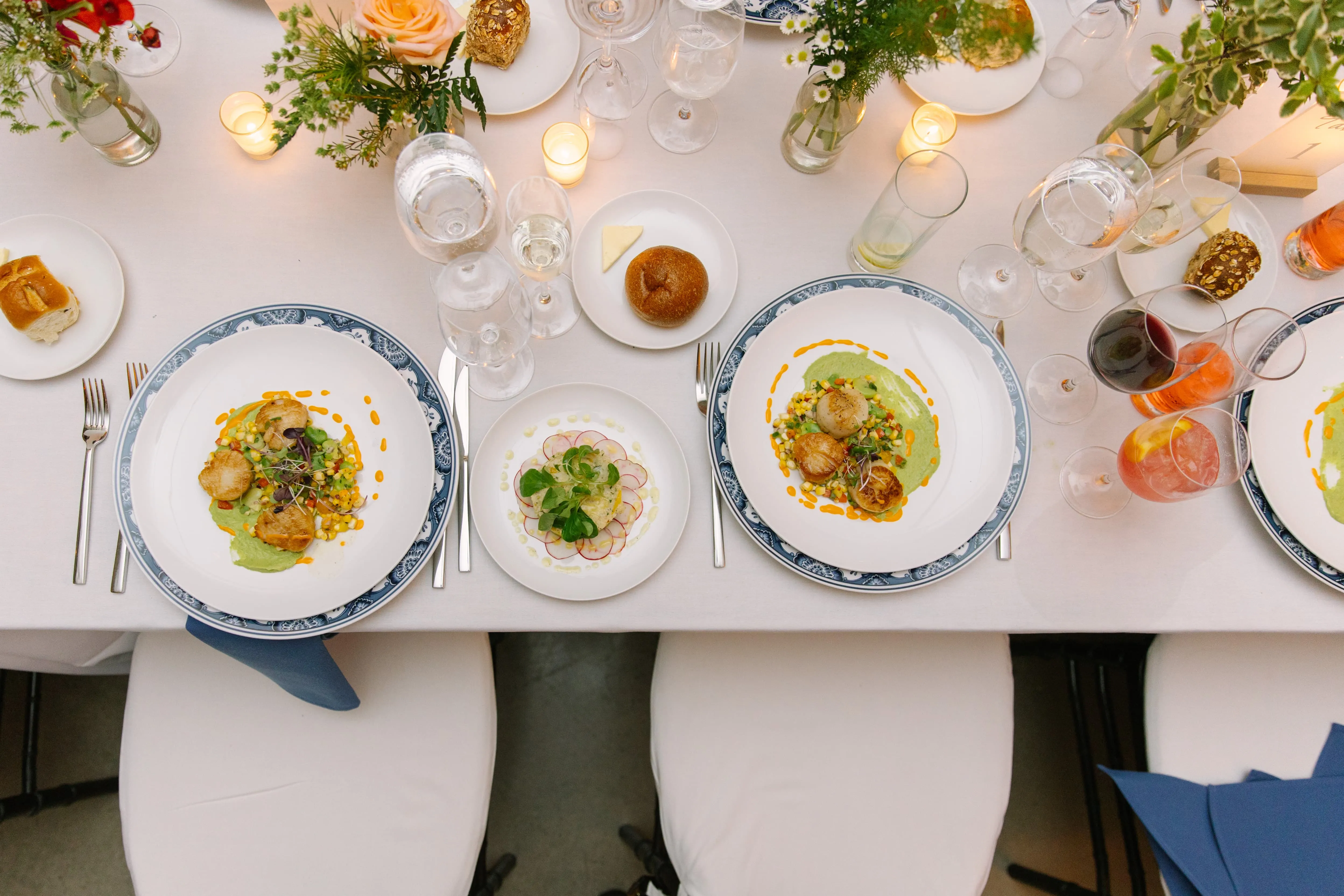 Plated dinner catered by Bartleby & Sage.