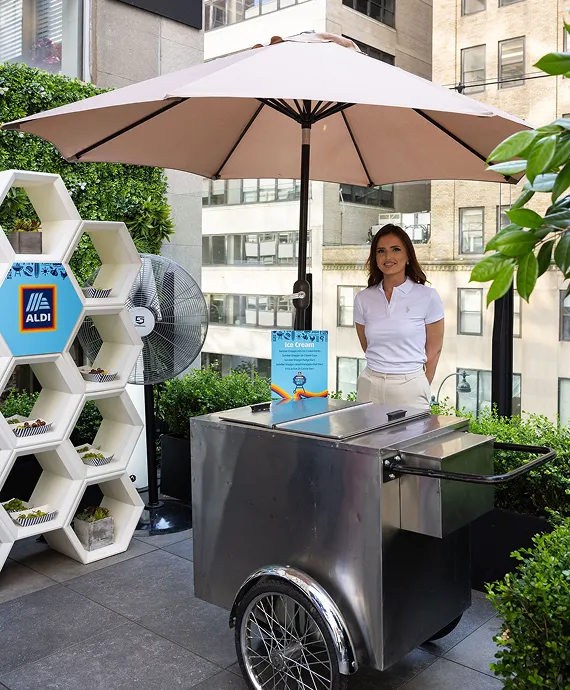 A portable ice-cream truck set up for a corporate event by Bartleby & Sage.