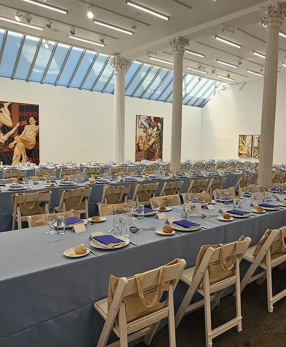 An executive luncheon set up by Bartleby & Sage in a gallery.