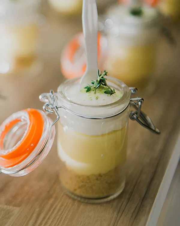 Lemon meringue dessert crafted by Bartleby & Sage's pastry team, elegantly plated for a catering event
