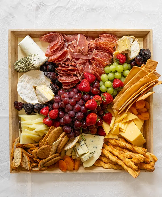 A drop-off catering box prepared by Bartleby & Sage.