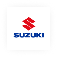Suzuki red stylized S emblem above the blue Suzuki text logo on a white background.