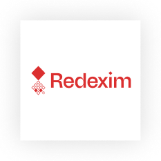 Redexim company logo in red text with a diamond-shaped graphic on the left.