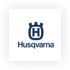 Husqvarna brand logo with stylized H and crown symbol.