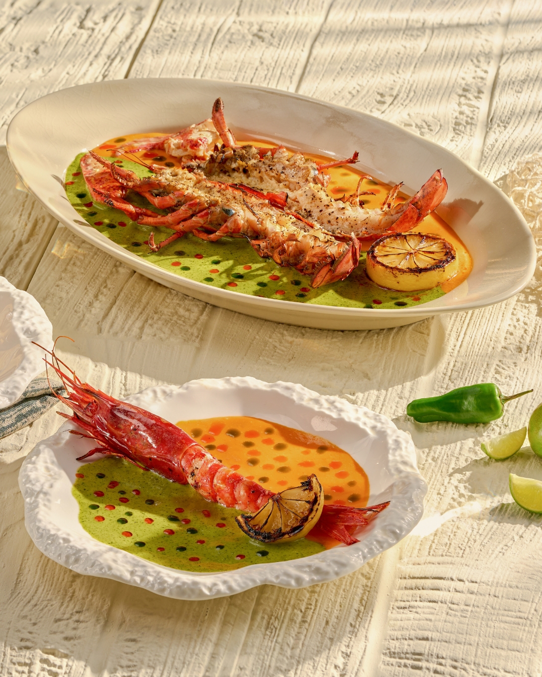 A variety of dishes on the table. 