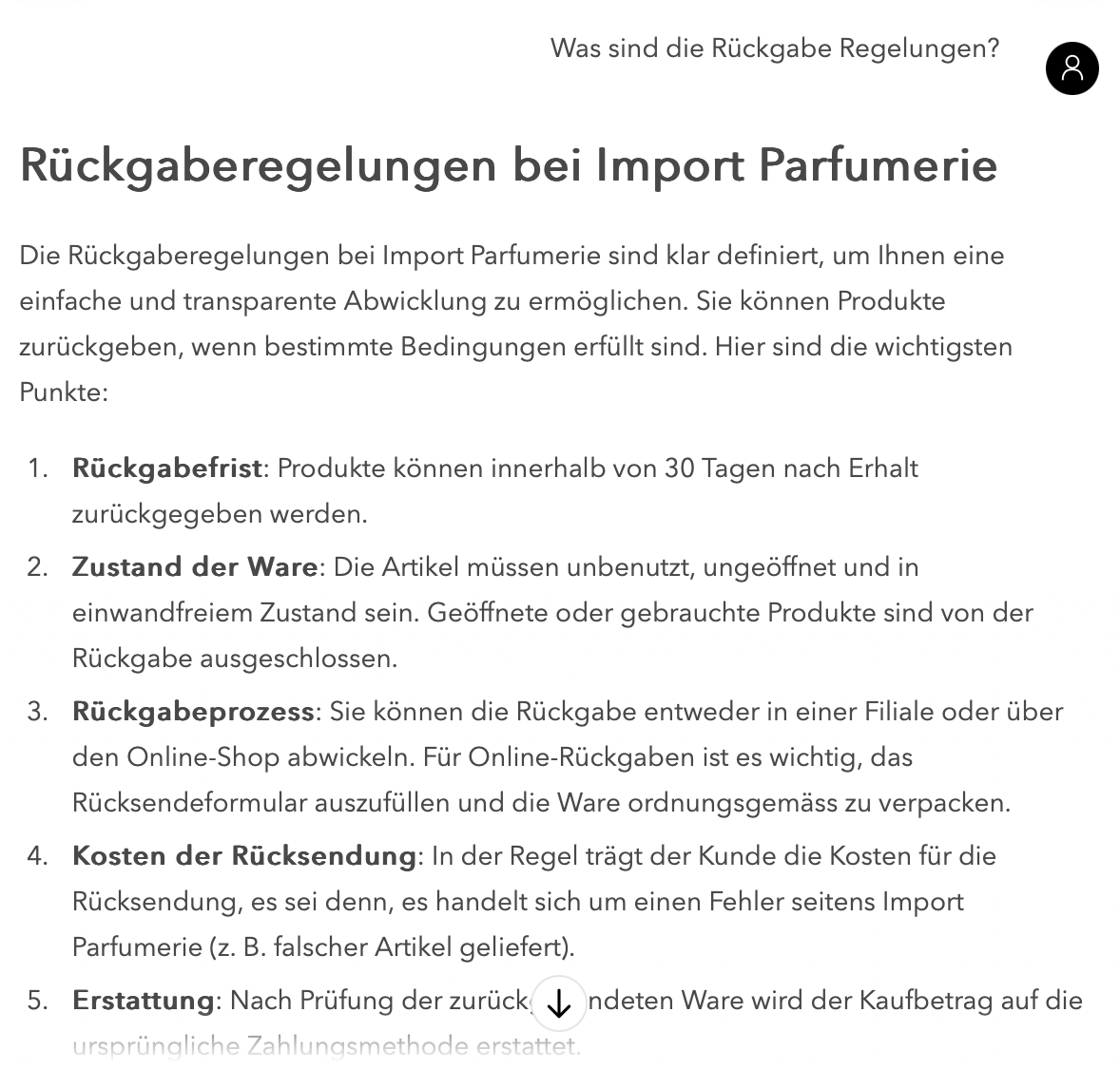 Indizierte Inhalte zur Rückgabepolitik verbessern das E-Commerce-Sucherlebnis