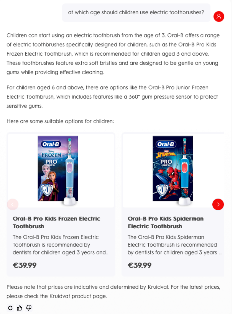 Oral-B Advisor-Empfehlung für elektrische Zahnbürsten für Kinder mit Hervorhebung geeigneter Modelle ab 3 Jahren.