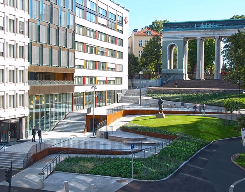 An overview of Schandorffs Plass in Oslo